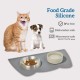 OHMO Bowl Mat for Small Dogs and Cats, Mat for Cat Bowl, Non-Slip Silicone Feeding Mat, Waterproof, Beige, 52 x 30 cm