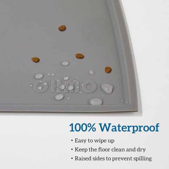 OHMO Bowl Mat for Small Dogs and Cats, Mat for Cat Bowl, Non-Slip Silicone Feeding Mat, Waterproof, Beige, 52 x 30 cm OHMO Bowl Mat for Small Dogs and Cats, Mat for Cat Bowl, Non-Slip Silicone Feeding Mat, Waterproof, Beige, 52 x 30 cm