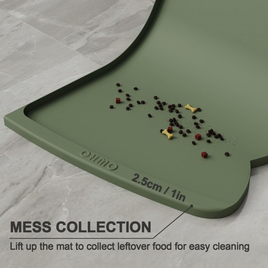OHMO Bowl Mat for Small Dogs and Cats, Mat for Cat Bowl, Non-Slip Silicone Feeding Mat, Waterproof, Beige, 52 x 30 cm OHMO Bowl Mat for Small Dogs and Cats, Mat for Cat Bowl, Non-Slip Silicone Feeding Mat, Waterproof, Beige, 52 x 30 cm