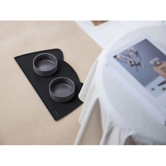 OHMO Bowl Mat for Small Dogs and Cats, Mat for Cat Bowl, Non-Slip Silicone Feeding Mat, Waterproof, Beige, 52 x 30 cm OHMO Bowl Mat for Small Dogs and Cats, Mat for Cat Bowl, Non-Slip Silicone Feeding Mat, Waterproof, Beige, 52 x 30 cm