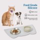OHMO Bowl Mat for Small Dogs and Cats, Mat for Cat Bowl, Non-Slip Silicone Feeding Mat, Waterproof, Beige, 52 x 30 cm