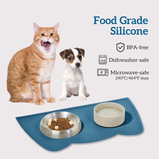 OHMO Bowl Mat for Small Dogs and Cats, Mat for Cat Bowl, Non-Slip Silicone Feeding Mat, Waterproof, Beige, 52 x 30 cm OHMO Bowl Mat for Small Dogs and Cats, Mat for Cat Bowl, Non-Slip Silicone Feeding Mat, Waterproof, Beige, 52 x 30 cm