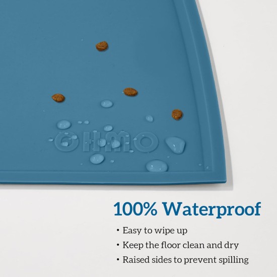 OHMO Bowl Mat for Small Dogs and Cats, Mat for Cat Bowl, Non-Slip Silicone Feeding Mat, Waterproof, Beige, 52 x 30 cm OHMO Bowl Mat for Small Dogs and Cats, Mat for Cat Bowl, Non-Slip Silicone Feeding Mat, Waterproof, Beige, 52 x 30 cm