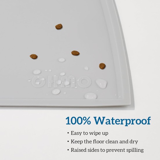 OHMO Bowl Mat for Small Dogs and Cats, Mat for Cat Bowl, Non-Slip Silicone Feeding Mat, Waterproof, Beige, 52 x 30 cm OHMO Bowl Mat for Small Dogs and Cats, Mat for Cat Bowl, Non-Slip Silicone Feeding Mat, Waterproof, Beige, 52 x 30 cm