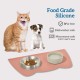OHMO Bowl Mat for Small Dogs and Cats, Mat for Cat Bowl, Non-Slip Silicone Feeding Mat, Waterproof, Beige, 52 x 30 cm