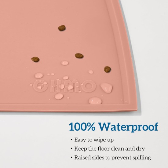 OHMO Bowl Mat for Small Dogs and Cats, Mat for Cat Bowl, Non-Slip Silicone Feeding Mat, Waterproof, Beige, 52 x 30 cm OHMO Bowl Mat for Small Dogs and Cats, Mat for Cat Bowl, Non-Slip Silicone Feeding Mat, Waterproof, Beige, 52 x 30 cm