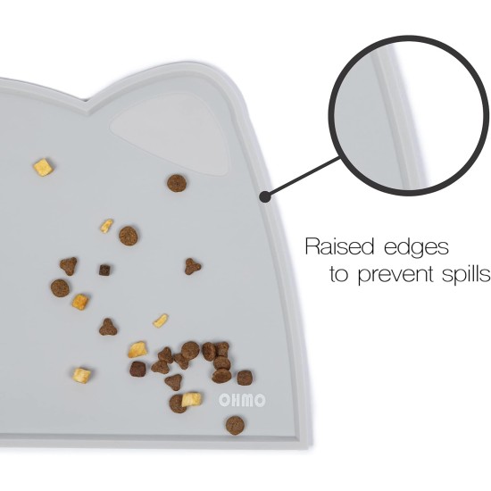 OHMO Bowl Mat for Small Dogs and Cats, Mat for Cat Bowl, Non-Slip Silicone Feeding Mat, Waterproof, Beige, 52 x 30 cm OHMO Bowl Mat for Small Dogs and Cats, Mat for Cat Bowl, Non-Slip Silicone Feeding Mat, Waterproof, Beige, 52 x 30 cm