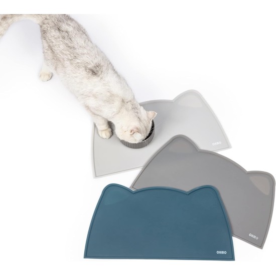 OHMO Bowl Mat for Small Dogs and Cats, Mat for Cat Bowl, Non-Slip Silicone Feeding Mat, Waterproof, Beige, 52 x 30 cm OHMO Bowl Mat for Small Dogs and Cats, Mat for Cat Bowl, Non-Slip Silicone Feeding Mat, Waterproof, Beige, 52 x 30 cm