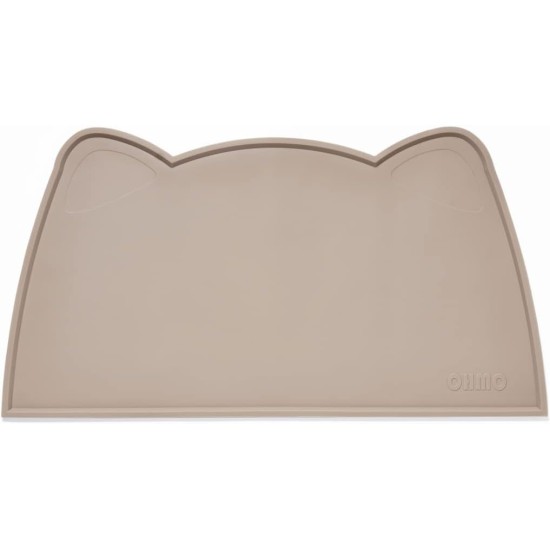 OHMO Bowl Mat for Small Dogs and Cats, Mat for Cat Bowl, Non-Slip Silicone Feeding Mat, Waterproof, Beige, 52 x 30 cm