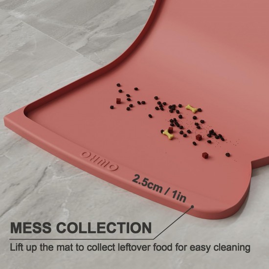 OHMO Bowl Mat for Small Dogs and Cats, Mat for Cat Bowl, Non-Slip Silicone Feeding Mat, Waterproof, Beige, 52 x 30 cm OHMO Bowl Mat for Small Dogs and Cats, Mat for Cat Bowl, Non-Slip Silicone Feeding Mat, Waterproof, Beige, 52 x 30 cm