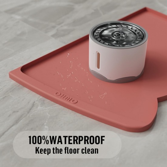 OHMO Bowl Mat for Small Dogs and Cats, Mat for Cat Bowl, Non-Slip Silicone Feeding Mat, Waterproof, Beige, 52 x 30 cm OHMO Bowl Mat for Small Dogs and Cats, Mat for Cat Bowl, Non-Slip Silicone Feeding Mat, Waterproof, Beige, 52 x 30 cm