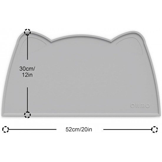 OHMO Bowl Mat for Small Dogs and Cats, Mat for Cat Bowl, Non-Slip Silicone Feeding Mat, Waterproof, Beige, 52 x 30 cm OHMO Bowl Mat for Small Dogs and Cats, Mat for Cat Bowl, Non-Slip Silicone Feeding Mat, Waterproof, Beige, 52 x 30 cm