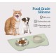 OHMO Bowl Mat for Small Dogs and Cats, Mat for Cat Bowl, Non-Slip Silicone Feeding Mat, Waterproof, Beige, 52 x 30 cm