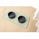 OHMO Bowl Mat for Small Dogs and Cats, Mat for Cat Bowl, Non-Slip Silicone Feeding Mat, Waterproof, Beige, 52 x 30 cm