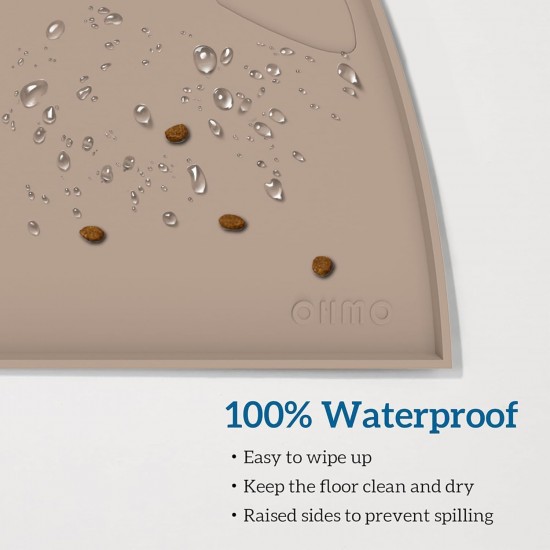OHMO Bowl Mat for Small Dogs and Cats, Mat for Cat Bowl, Non-Slip Silicone Feeding Mat, Waterproof, Beige, 52 x 30 cm OHMO Bowl Mat for Small Dogs and Cats, Mat for Cat Bowl, Non-Slip Silicone Feeding Mat, Waterproof, Beige, 52 x 30 cm