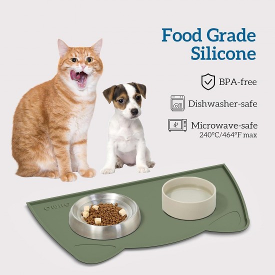 OHMO Bowl Mat for Small Dogs and Cats, Mat for Cat Bowl, Non-Slip Silicone Feeding Mat, Waterproof, Beige, 52 x 30 cm OHMO Bowl Mat for Small Dogs and Cats, Mat for Cat Bowl, Non-Slip Silicone Feeding Mat, Waterproof, Beige, 52 x 30 cm