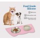 OHMO Bowl Mat for Small Dogs and Cats, Mat for Cat Bowl, Non-Slip Silicone Feeding Mat, Waterproof, Beige, 52 x 30 cm