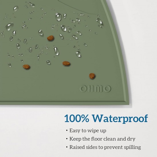 OHMO Bowl Mat for Small Dogs and Cats, Mat for Cat Bowl, Non-Slip Silicone Feeding Mat, Waterproof, Beige, 52 x 30 cm OHMO Bowl Mat for Small Dogs and Cats, Mat for Cat Bowl, Non-Slip Silicone Feeding Mat, Waterproof, Beige, 52 x 30 cm