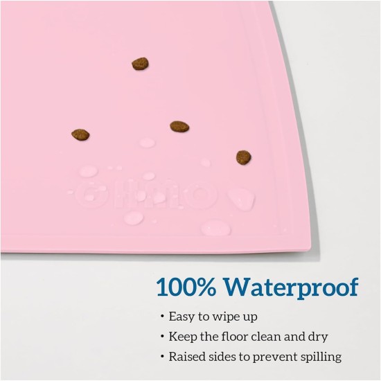 OHMO Bowl Mat for Small Dogs and Cats, Mat for Cat Bowl, Non-Slip Silicone Feeding Mat, Waterproof, Beige, 52 x 30 cm OHMO Bowl Mat for Small Dogs and Cats, Mat for Cat Bowl, Non-Slip Silicone Feeding Mat, Waterproof, Beige, 52 x 30 cm