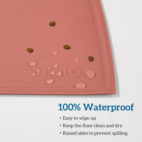 OHMO Bowl Mat for Small Dogs and Cats, Mat for Cat Bowl, Non-Slip Silicone Feeding Mat, Waterproof, Beige, 52 x 30 cm OHMO Bowl Mat for Small Dogs and Cats, Mat for Cat Bowl, Non-Slip Silicone Feeding Mat, Waterproof, Beige, 52 x 30 cm
