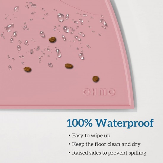 OHMO Bowl Mat for Small Dogs and Cats, Mat for Cat Bowl, Non-Slip Silicone Feeding Mat, Waterproof, Beige, 52 x 30 cm OHMO Bowl Mat for Small Dogs and Cats, Mat for Cat Bowl, Non-Slip Silicone Feeding Mat, Waterproof, Beige, 52 x 30 cm
