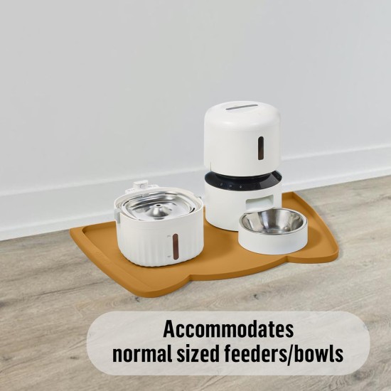 OHMO Bowl Mat for Small Dogs and Cats, Mat for Cat Bowl, Non-Slip Silicone Feeding Mat, Waterproof, Beige, 52 x 30 cm OHMO Bowl Mat for Small Dogs and Cats, Mat for Cat Bowl, Non-Slip Silicone Feeding Mat, Waterproof, Beige, 52 x 30 cm