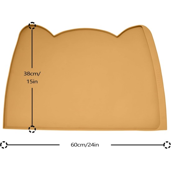 OHMO Bowl Mat for Small Dogs and Cats, Mat for Cat Bowl, Non-Slip Silicone Feeding Mat, Waterproof, Beige, 52 x 30 cm OHMO Bowl Mat for Small Dogs and Cats, Mat for Cat Bowl, Non-Slip Silicone Feeding Mat, Waterproof, Beige, 52 x 30 cm
