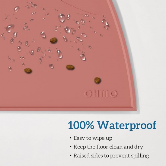 OHMO Bowl Mat for Small Dogs and Cats, Mat for Cat Bowl, Non-Slip Silicone Feeding Mat, Waterproof, Beige, 52 x 30 cm OHMO Bowl Mat for Small Dogs and Cats, Mat for Cat Bowl, Non-Slip Silicone Feeding Mat, Waterproof, Beige, 52 x 30 cm