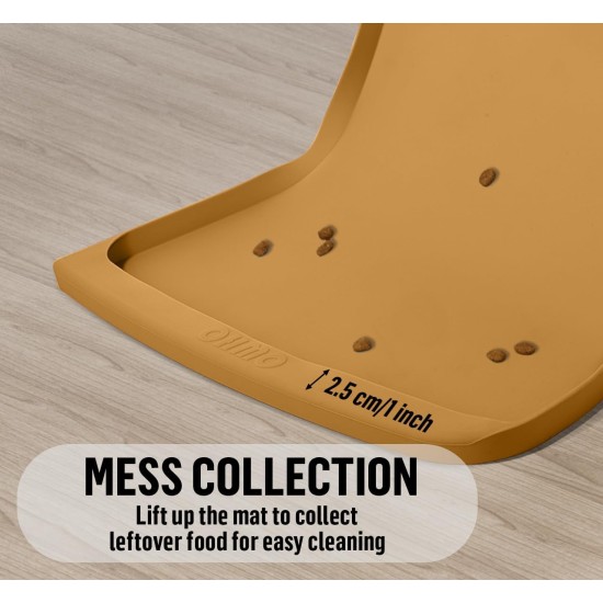 OHMO Bowl Mat for Small Dogs and Cats, Mat for Cat Bowl, Non-Slip Silicone Feeding Mat, Waterproof, Beige, 52 x 30 cm OHMO Bowl Mat for Small Dogs and Cats, Mat for Cat Bowl, Non-Slip Silicone Feeding Mat, Waterproof, Beige, 52 x 30 cm