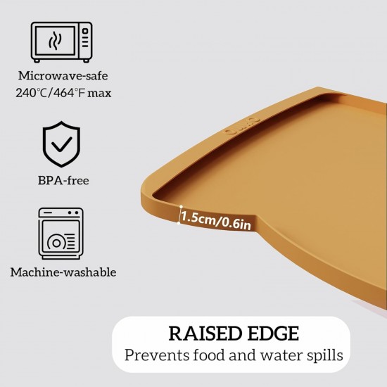 OHMO Bowl Mat for Small Dogs and Cats, Mat for Cat Bowl, Non-Slip Silicone Feeding Mat, Waterproof, Beige, 52 x 30 cm OHMO Bowl Mat for Small Dogs and Cats, Mat for Cat Bowl, Non-Slip Silicone Feeding Mat, Waterproof, Beige, 52 x 30 cm