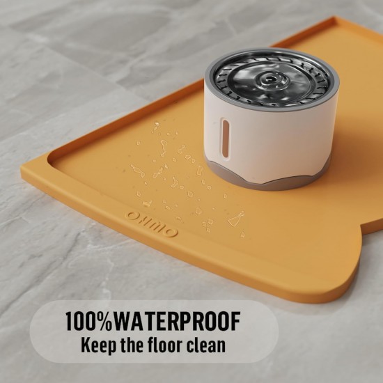 OHMO Bowl Mat for Small Dogs and Cats, Mat for Cat Bowl, Non-Slip Silicone Feeding Mat, Waterproof, Beige, 52 x 30 cm OHMO Bowl Mat for Small Dogs and Cats, Mat for Cat Bowl, Non-Slip Silicone Feeding Mat, Waterproof, Beige, 52 x 30 cm