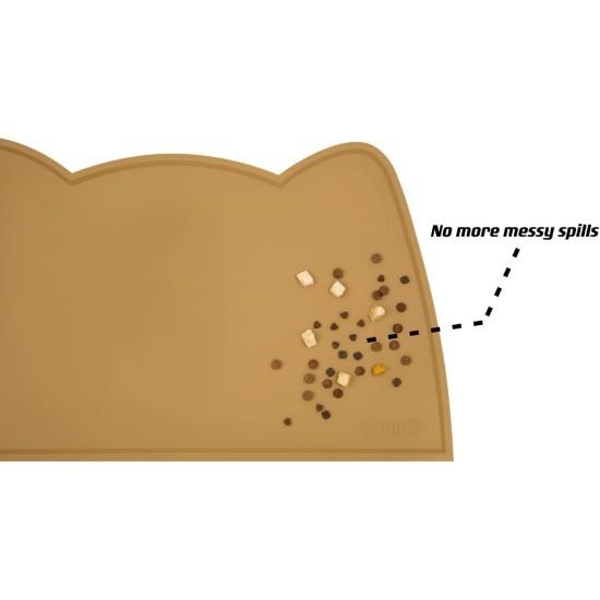 OHMO Bowl Mat for Small Dogs and Cats, Mat for Cat Bowl, Non-Slip Silicone Feeding Mat, Waterproof, Beige, 52 x 30 cm OHMO Bowl Mat for Small Dogs and Cats, Mat for Cat Bowl, Non-Slip Silicone Feeding Mat, Waterproof, Beige, 52 x 30 cm