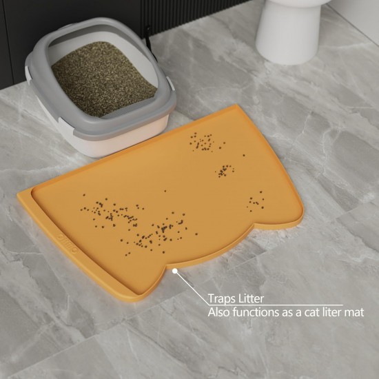OHMO Bowl Mat for Small Dogs and Cats, Mat for Cat Bowl, Non-Slip Silicone Feeding Mat, Waterproof, Beige, 52 x 30 cm OHMO Bowl Mat for Small Dogs and Cats, Mat for Cat Bowl, Non-Slip Silicone Feeding Mat, Waterproof, Beige, 52 x 30 cm