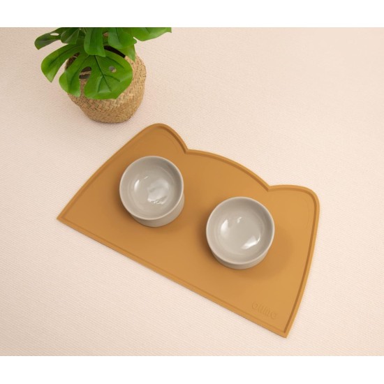 OHMO Bowl Mat for Small Dogs and Cats, Mat for Cat Bowl, Non-Slip Silicone Feeding Mat, Waterproof, Beige, 52 x 30 cm OHMO Bowl Mat for Small Dogs and Cats, Mat for Cat Bowl, Non-Slip Silicone Feeding Mat, Waterproof, Beige, 52 x 30 cm
