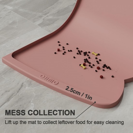 OHMO Bowl Mat for Small Dogs and Cats, Mat for Cat Bowl, Non-Slip Silicone Feeding Mat, Waterproof, Beige, 52 x 30 cm OHMO Bowl Mat for Small Dogs and Cats, Mat for Cat Bowl, Non-Slip Silicone Feeding Mat, Waterproof, Beige, 52 x 30 cm