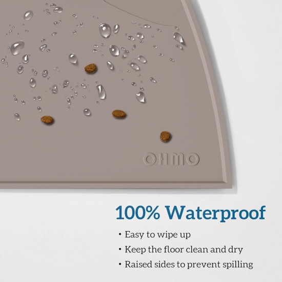 OHMO Bowl Mat for Small Dogs and Cats, Mat for Cat Bowl, Non-Slip Silicone Feeding Mat, Waterproof, Beige, 52 x 30 cm OHMO Bowl Mat for Small Dogs and Cats, Mat for Cat Bowl, Non-Slip Silicone Feeding Mat, Waterproof, Beige, 52 x 30 cm
