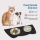 OHMO Bowl Mat for Small Dogs and Cats, Mat for Cat Bowl, Non-Slip Silicone Feeding Mat, Waterproof, Beige, 52 x 30 cm