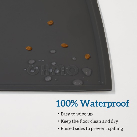 OHMO Bowl Mat for Small Dogs and Cats, Mat for Cat Bowl, Non-Slip Silicone Feeding Mat, Waterproof, Beige, 52 x 30 cm OHMO Bowl Mat for Small Dogs and Cats, Mat for Cat Bowl, Non-Slip Silicone Feeding Mat, Waterproof, Beige, 52 x 30 cm