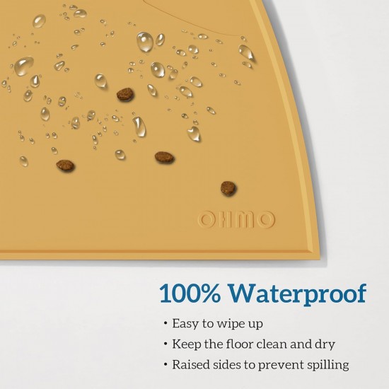 OHMO Bowl Mat for Small Dogs and Cats, Mat for Cat Bowl, Non-Slip Silicone Feeding Mat, Waterproof, Beige, 52 x 30 cm OHMO Bowl Mat for Small Dogs and Cats, Mat for Cat Bowl, Non-Slip Silicone Feeding Mat, Waterproof, Beige, 52 x 30 cm