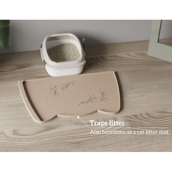 OHMO Bowl Mat for Small Dogs and Cats, Mat for Cat Bowl, Non-Slip Silicone Feeding Mat, Waterproof, Beige, 52 x 30 cm OHMO Bowl Mat for Small Dogs and Cats, Mat for Cat Bowl, Non-Slip Silicone Feeding Mat, Waterproof, Beige, 52 x 30 cm