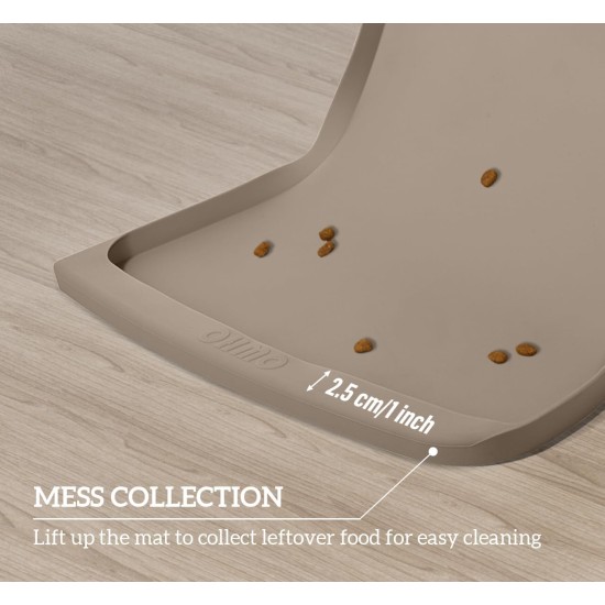 OHMO Bowl Mat for Small Dogs and Cats, Mat for Cat Bowl, Non-Slip Silicone Feeding Mat, Waterproof, Beige, 52 x 30 cm OHMO Bowl Mat for Small Dogs and Cats, Mat for Cat Bowl, Non-Slip Silicone Feeding Mat, Waterproof, Beige, 52 x 30 cm