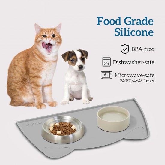 OHMO Bowl Mat for Small Dogs and Cats, Mat for Cat Bowl, Non-Slip Silicone Feeding Mat, Waterproof, Beige, 52 x 30 cm OHMO Bowl Mat for Small Dogs and Cats, Mat for Cat Bowl, Non-Slip Silicone Feeding Mat, Waterproof, Beige, 52 x 30 cm