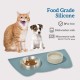 OHMO Bowl Mat for Small Dogs and Cats, Mat for Cat Bowl, Non-Slip Silicone Feeding Mat, Waterproof, Beige, 52 x 30 cm