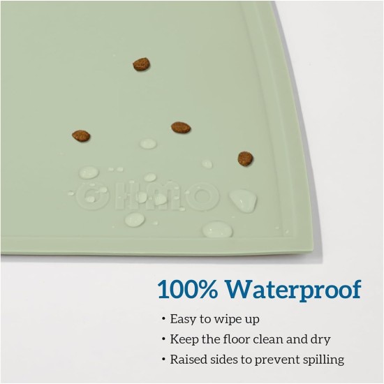 OHMO Bowl Mat for Small Dogs and Cats, Mat for Cat Bowl, Non-Slip Silicone Feeding Mat, Waterproof, Beige, 52 x 30 cm OHMO Bowl Mat for Small Dogs and Cats, Mat for Cat Bowl, Non-Slip Silicone Feeding Mat, Waterproof, Beige, 52 x 30 cm