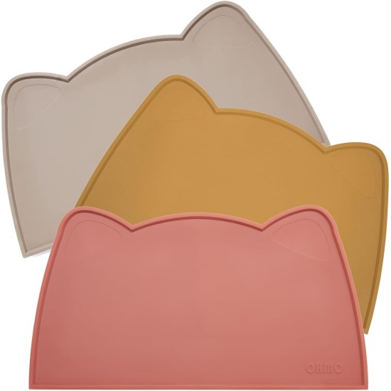 OHMO Bowl Mat for Small Dogs and Cats, Mat for Cat Bowl, Non-Slip Silicone Feeding Mat, Waterproof, Beige, 52 x 30 cm OHMO Bowl Mat for Small Dogs and Cats, Mat for Cat Bowl, Non-Slip Silicone Feeding Mat, Waterproof, Beige, 52 x 30 cm