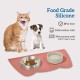 OHMO Bowl Mat for Small Dogs and Cats, Mat for Cat Bowl, Non-Slip Silicone Feeding Mat, Waterproof, Beige, 52 x 30 cm