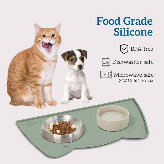OHMO Bowl Mat for Small Dogs and Cats, Mat for Cat Bowl, Non-Slip Silicone Feeding Mat, Waterproof, Beige, 52 x 30 cm OHMO Bowl Mat for Small Dogs and Cats, Mat for Cat Bowl, Non-Slip Silicone Feeding Mat, Waterproof, Beige, 52 x 30 cm