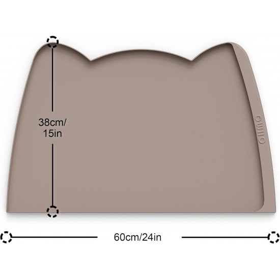 OHMO Bowl Mat for Small Dogs and Cats, Mat for Cat Bowl, Non-Slip Silicone Feeding Mat, Waterproof, Beige, 52 x 30 cm OHMO Bowl Mat for Small Dogs and Cats, Mat for Cat Bowl, Non-Slip Silicone Feeding Mat, Waterproof, Beige, 52 x 30 cm