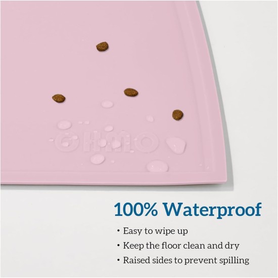 OHMO Bowl Mat for Small Dogs and Cats, Mat for Cat Bowl, Non-Slip Silicone Feeding Mat, Waterproof, Beige, 52 x 30 cm OHMO Bowl Mat for Small Dogs and Cats, Mat for Cat Bowl, Non-Slip Silicone Feeding Mat, Waterproof, Beige, 52 x 30 cm