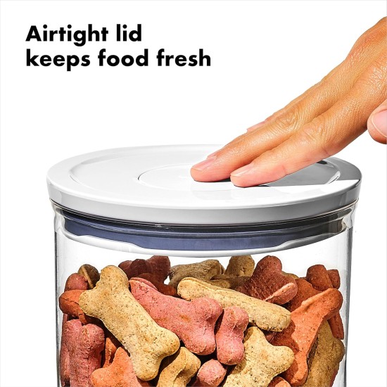 OXO Good Grips Pet Pop Container - 2.6L, Ideal for up to 3lb Dog Food or 2lb Cat Food, Airtight Storage Container for Dog and Cat Food, BPA Free OXO Good Grips Pet Pop Container - 2.6L, Ideal for up to 3lb Dog Food or 2lb Cat Food, Airtight Storage Container for Dog and Cat Food, BPA Free